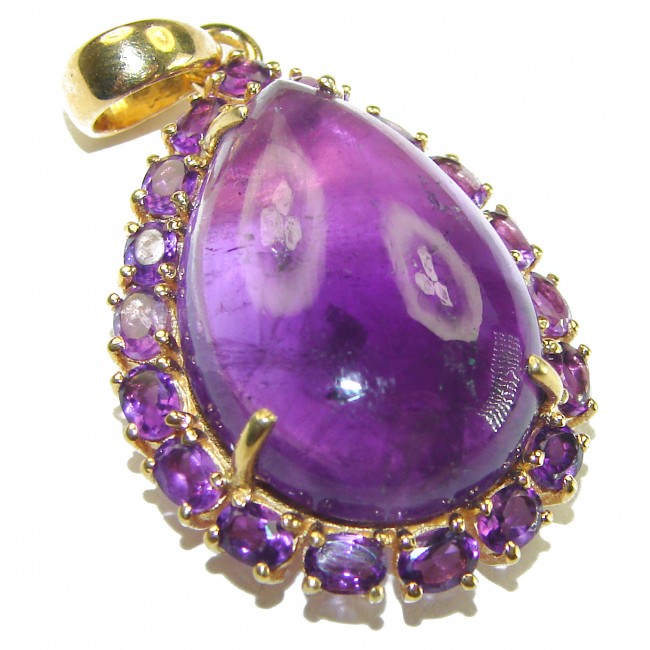 Vintage style 27.2 carat natural Amethyst 14K Gold over .925 Sterling Silver handcrafted Pendant