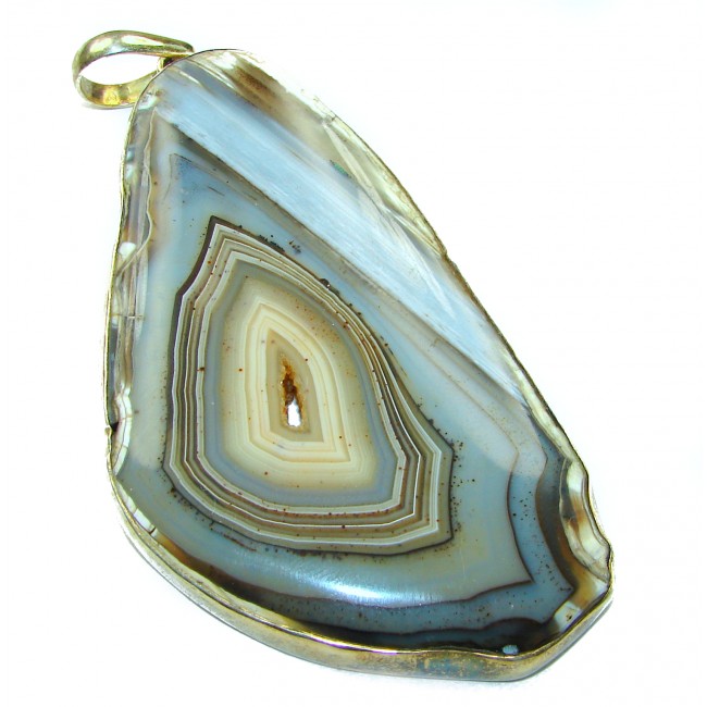 Perfect quality 70.8 grams Botswana Agate .925 Sterling Silver handmade Pendant