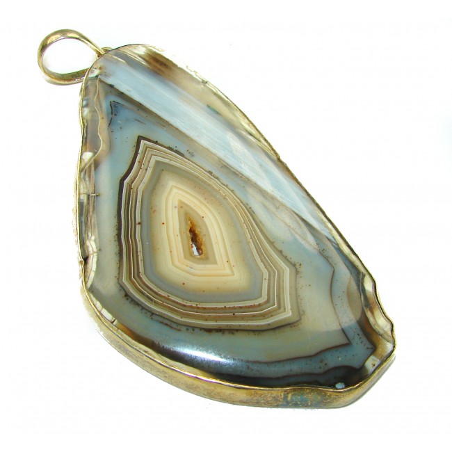 Perfect quality 70.8 grams Botswana Agate .925 Sterling Silver handmade Pendant