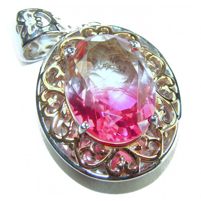 Beautiful Nature 9.2 Pink Tourmaline 14K Gold over .925 Sterling silver handcrafted pendant