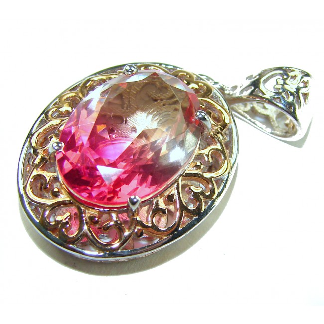 Beautiful Nature 9.2 Pink Tourmaline 14K Gold over .925 Sterling silver handcrafted pendant