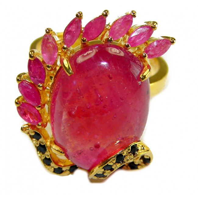 Isabella - Beauty of Nature natural 15.5 carat Ruby 18K Gold over .925 Sterling Silver handmade Statement Ring size 8