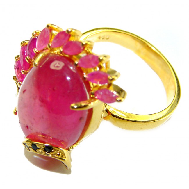 Isabella - Beauty of Nature natural 15.5 carat Ruby 18K Gold over .925 Sterling Silver handmade Statement Ring size 8