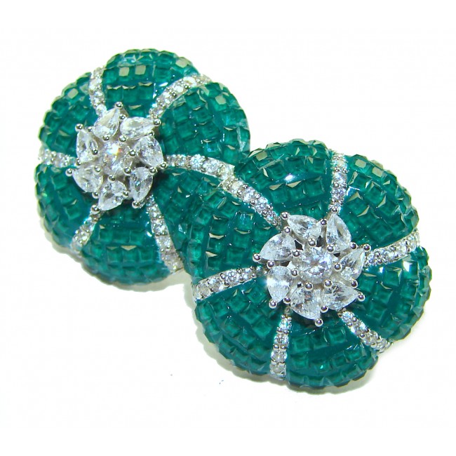 Born to Glam floral-inspired authentic Emerald .925 Sterling Silver handcrafted earrings