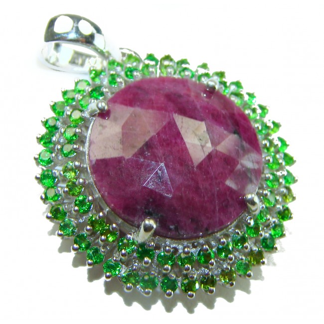 Precious 22.5 carat Authentic Ruby .925 Sterling Silver handmade pendant