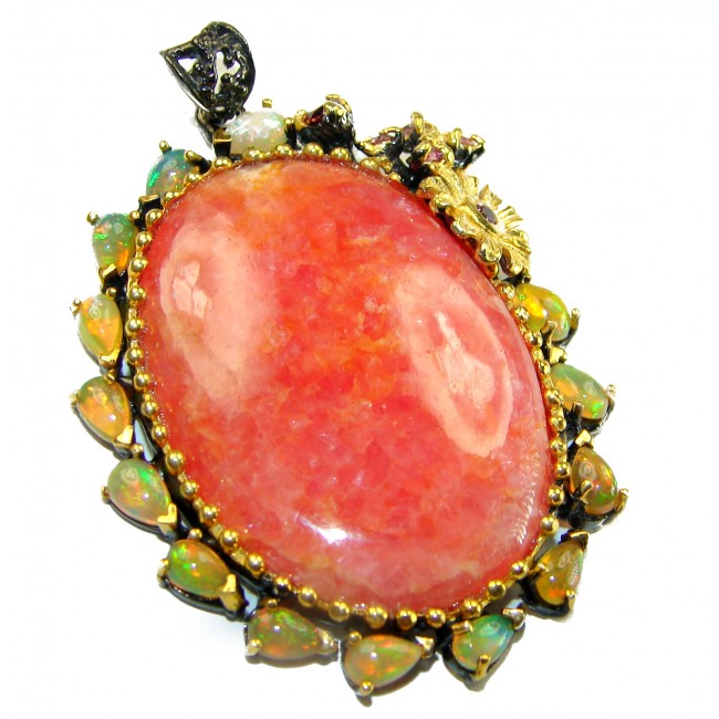 Genuine Golden Calcite Ethiopian Opal .925 Sterling Silver handcrafted pendant