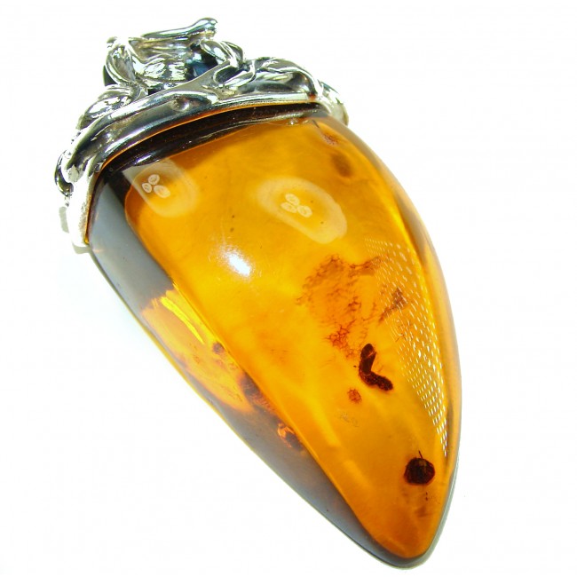 33.5 grams Large King of the Sea Golden Baltic Amber .925 Sterling Silver handmade Pendant