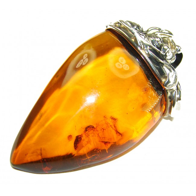 33.5 grams Large King of the Sea Golden Baltic Amber .925 Sterling Silver handmade Pendant