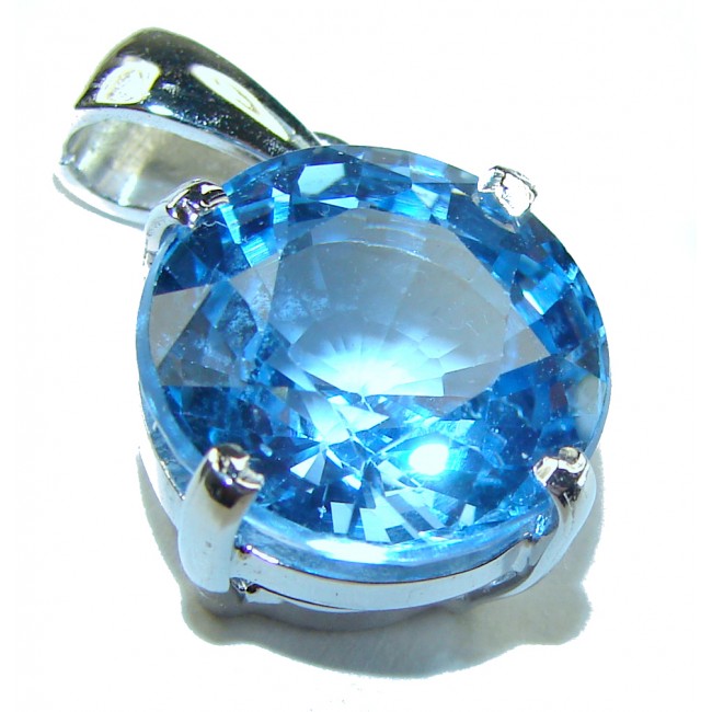 Eau Pure 8.5 carat Swiss Blue Topaz .925 Sterling Silver handmade Pendant