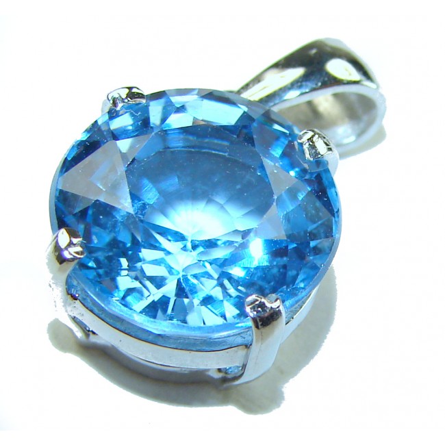 Eau Pure 8.5 carat Swiss Blue Topaz .925 Sterling Silver handmade Pendant