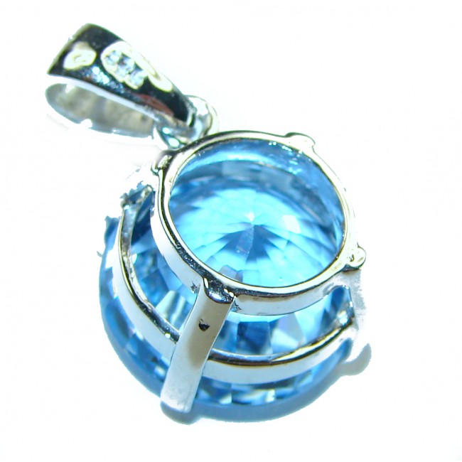 Eau Pure 8.5 carat Swiss Blue Topaz .925 Sterling Silver handmade Pendant