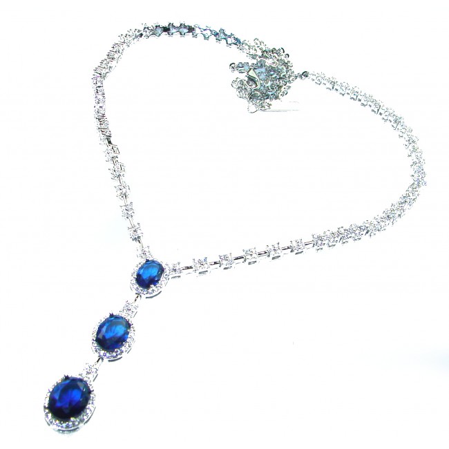 Luxurious 11.4 carat Sapphire .925 Sterling Silver handcrafted necklace