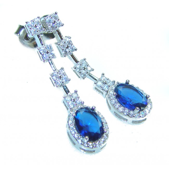 Luxurious 4.5 carat Sapphire .925 Sterling Silver handcrafted earrings