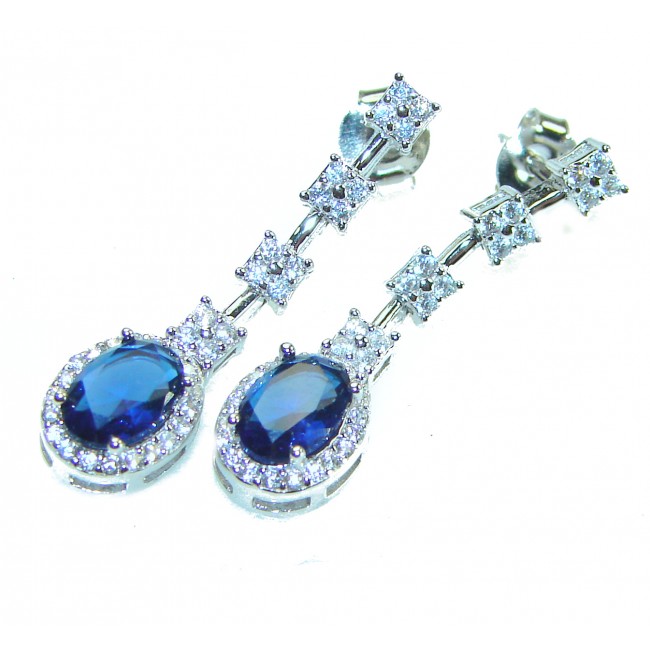 Luxurious 4.5 carat Sapphire .925 Sterling Silver handcrafted earrings