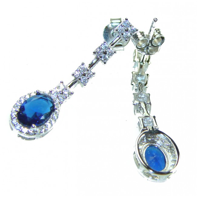 Luxurious 4.5 carat Sapphire .925 Sterling Silver handcrafted earrings