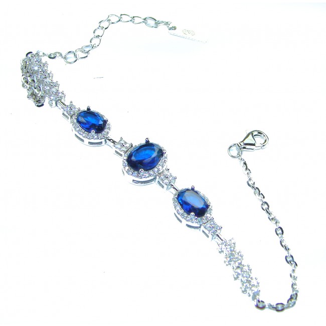 Luxurious 3.4 carat Sapphire .925 Sterling Silver handcrafted Bracelet