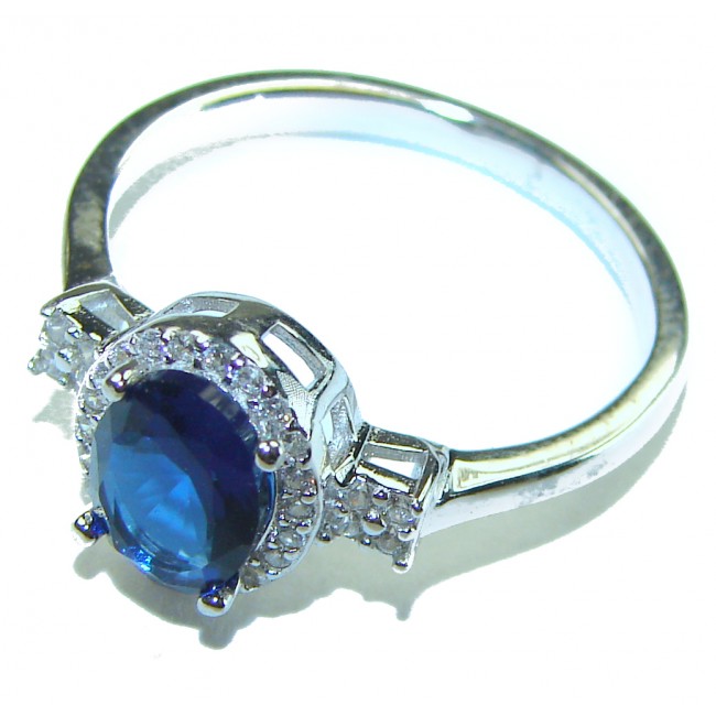 Luxurious 3.2 carat Sapphire .925 Sterling Silver handcrafted Ring size 8 1/4