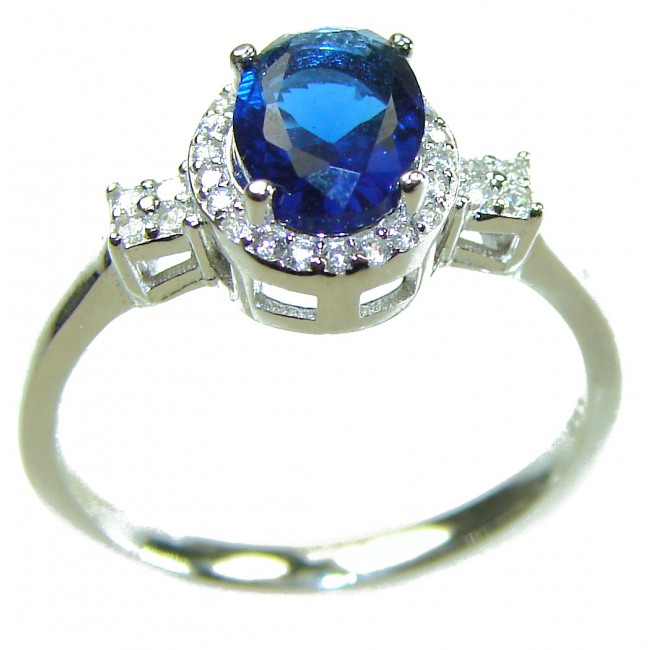 Luxurious 3.2 carat Sapphire .925 Sterling Silver handcrafted Ring size 8 1/4