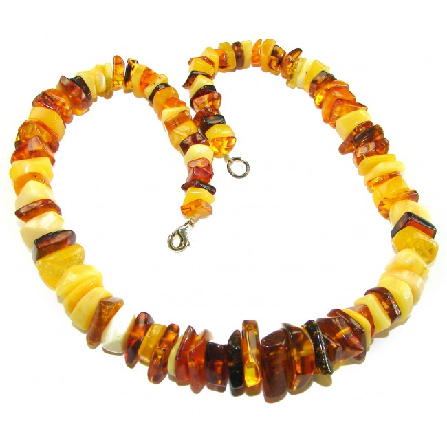 Dazzling vintage natural Baltic Amber butterscotch .925 Sterling Silver handcrafted Large necklace