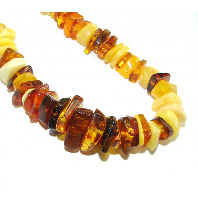 Dazzling vintage natural Baltic Amber butterscotch .925 Sterling Silver handcrafted Large necklace