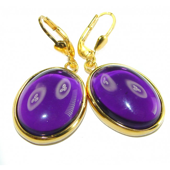 Purple Beauty authentic 26.5 carat Amethyst 14K Gold over .925 Sterling Silver handcrafted earrings