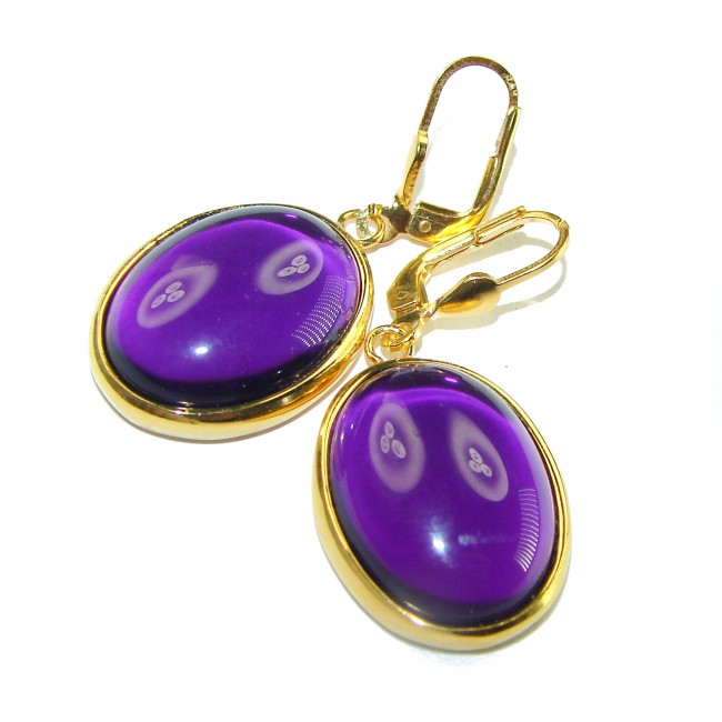 Purple Beauty authentic 26.5 carat Amethyst 14K Gold over .925 Sterling Silver handcrafted earrings