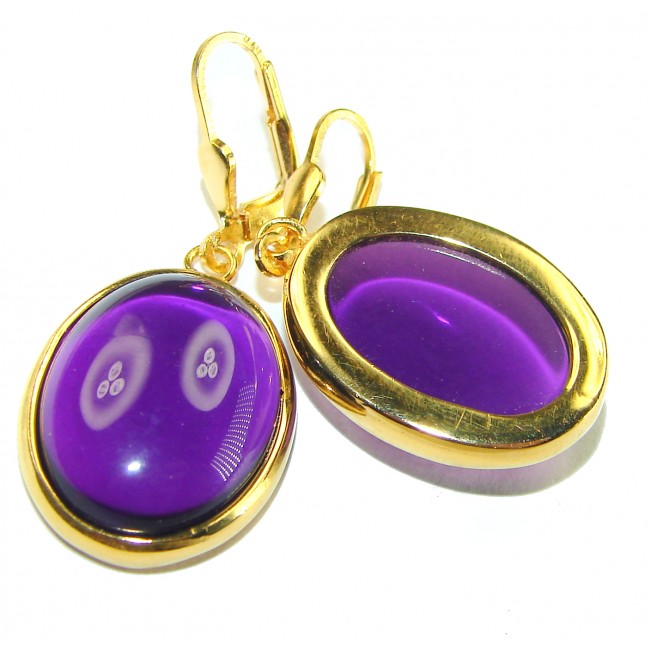 Purple Beauty authentic 26.5 carat Amethyst 14K Gold over .925 Sterling Silver handcrafted earrings