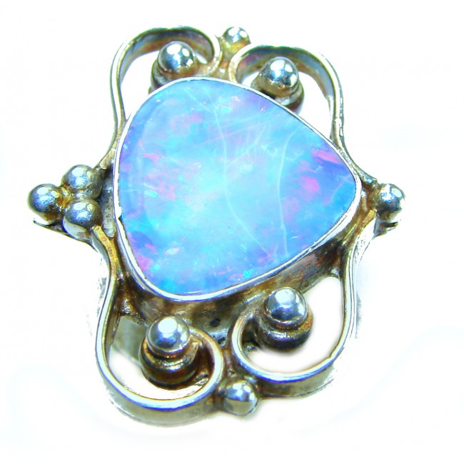 Blue Beauty incredible Doublet Opal .925 Sterling Silver handcrafted Ring size 8