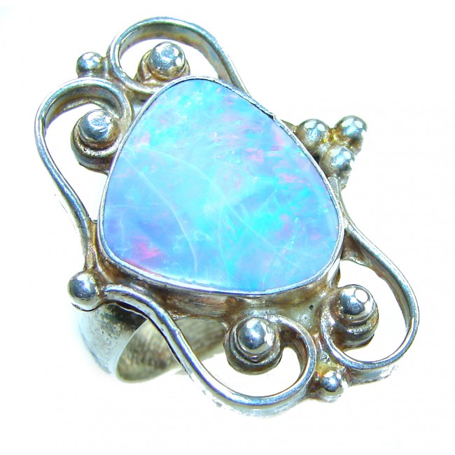 Blue Beauty incredible Doublet Opal .925 Sterling Silver handcrafted Ring size 8