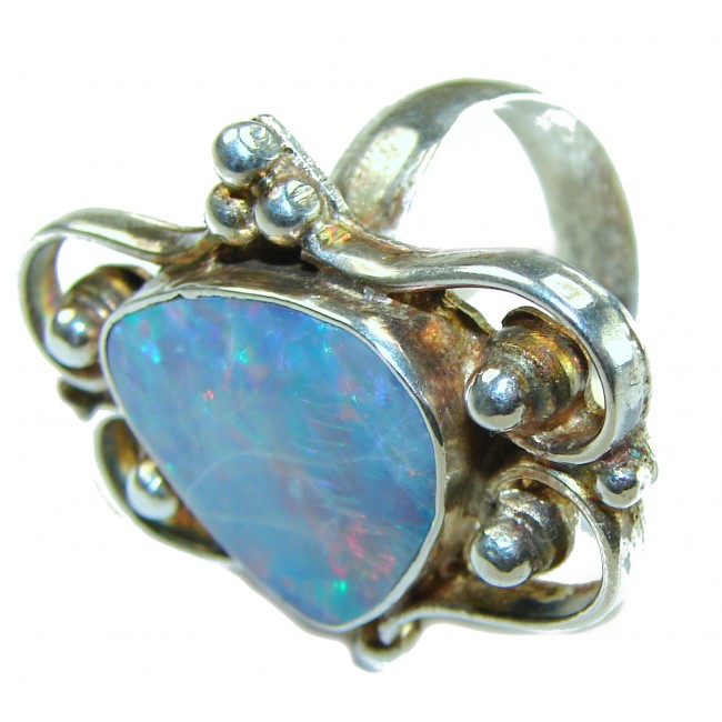 Blue Beauty incredible Doublet Opal .925 Sterling Silver handcrafted Ring size 8