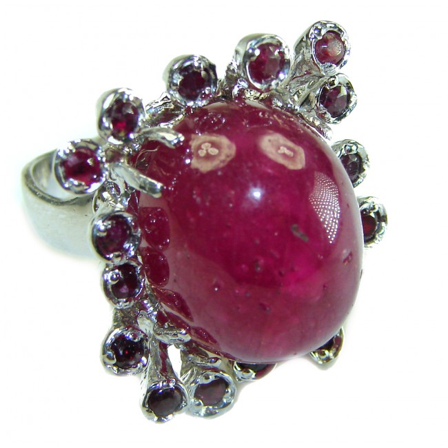 Isabella - Beauty of Nature natural 45.5 carat Ruby .925 Sterling Silver handmade Statement Ring size 8