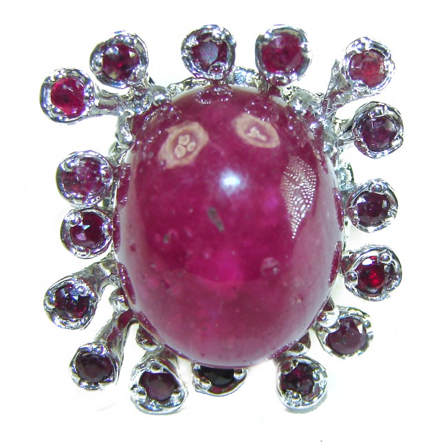 Isabella - Beauty of Nature natural 45.5 carat Ruby .925 Sterling Silver handmade Statement Ring size 8