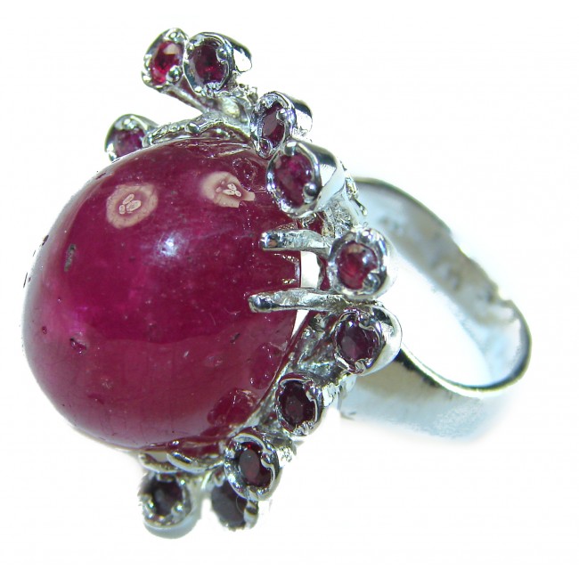 Isabella - Beauty of Nature natural 45.5 carat Ruby .925 Sterling Silver handmade Statement Ring size 8