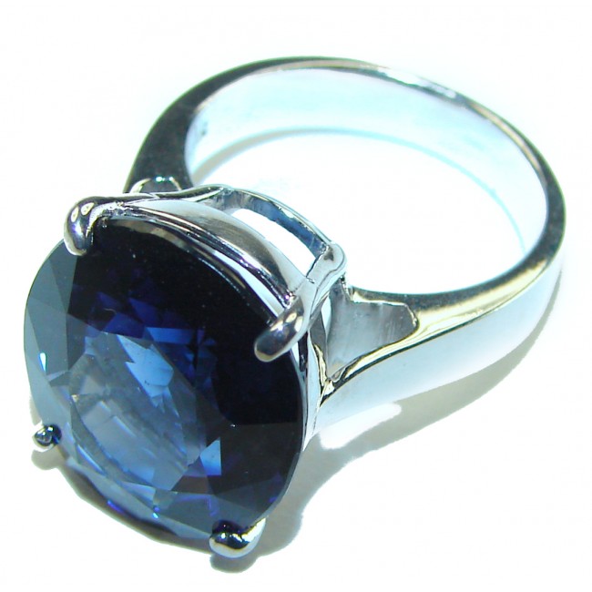 Divine Fire 9.8 carat London Blue Topaz .925 Sterling Silver handcrafted Ring size 5 3/4