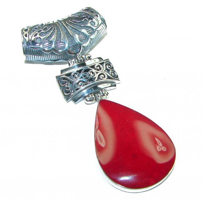 Bright Energy Authentic Coral .925 Sterling Silver Bali handmade pendant