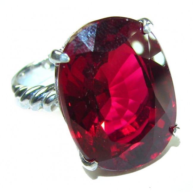 Red Passion 17.5 carat Red Topaz .925 Silver handcrafted Cocktail Ring s. 8