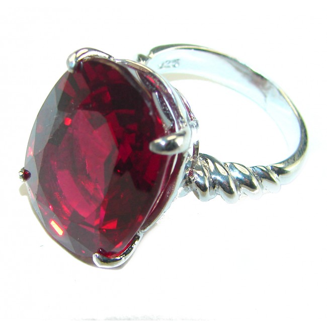 Red Passion 17.5 carat Red Topaz .925 Silver handcrafted Cocktail Ring s. 8