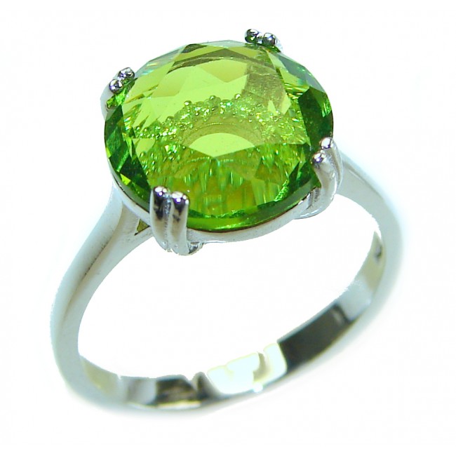 Alessia authentic 5.9 carat Peridot .925 Sterling Silver handmade Ring s. 7