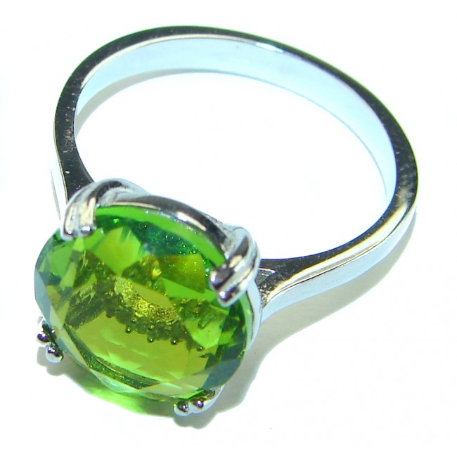 Alessia authentic 5.9 carat Peridot .925 Sterling Silver handmade Ring s. 7