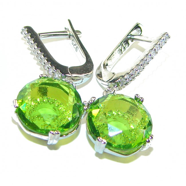 Alessia authentic 5.9 carat Peridot .925 Sterling Silver handmade earrings