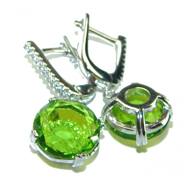 Alessia authentic 5.9 carat Peridot .925 Sterling Silver handmade earrings