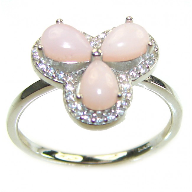 Earth Treasure Authentic Pink Opal .925 Sterling Silver handcrafted ring size 8 1/4