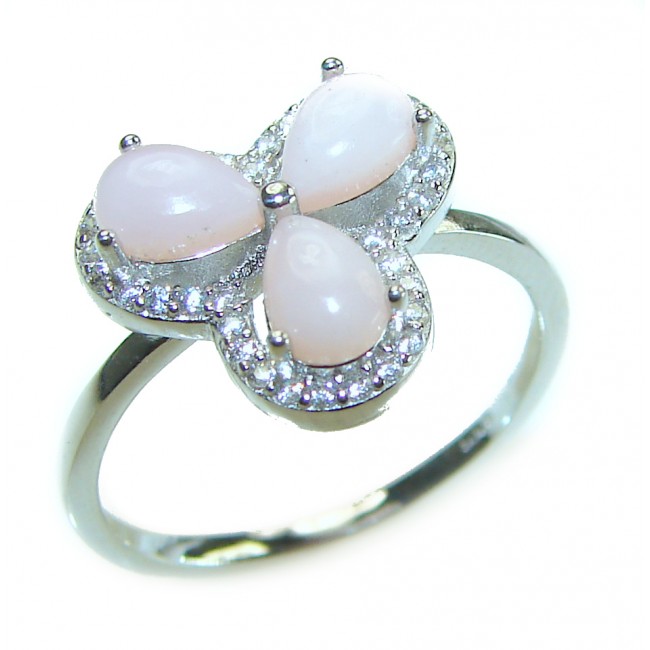 Earth Treasure Authentic Pink Opal .925 Sterling Silver handcrafted ring size 8 1/4