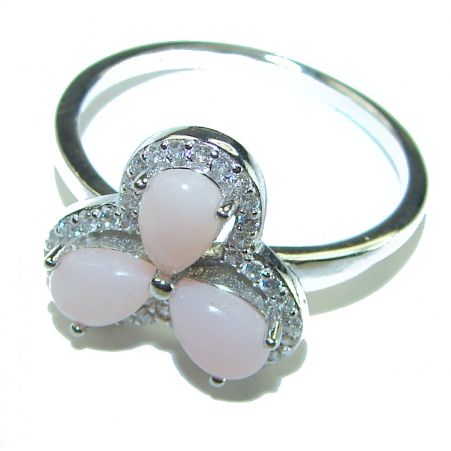 Earth Treasure Authentic Pink Opal .925 Sterling Silver handcrafted ring size 8 1/4