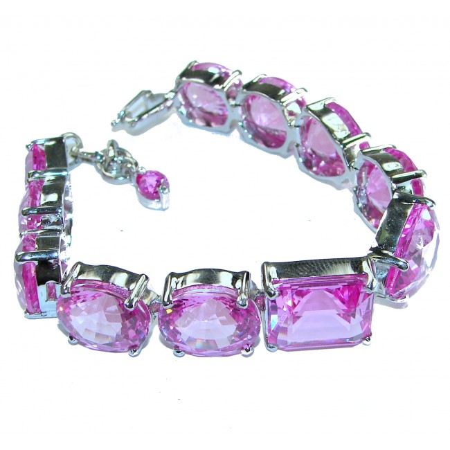 Giovanna - 155 carat Fuchsia Pink Sapphire .925 Sterling Silver handmade Bracelet