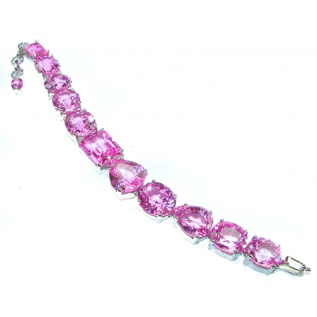 Giovanna - 155 carat Fuchsia Pink Sapphire .925 Sterling Silver handmade Bracelet