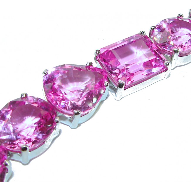 Giovanna - 155 carat Fuchsia Pink Sapphire .925 Sterling Silver handmade Bracelet