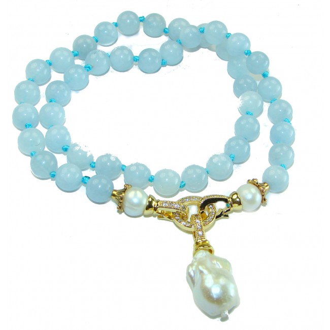 Ocean Breeze authentic Aquamarine 14k Gold over .925 Sterling Silver handcrafted necklace