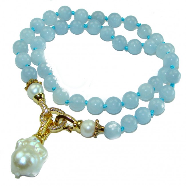 Ocean Breeze authentic Aquamarine 14k Gold over .925 Sterling Silver handcrafted necklace