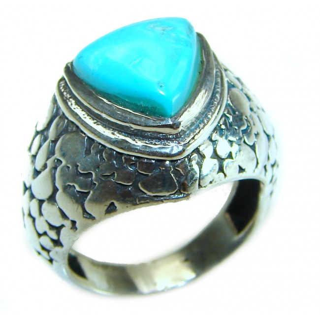 Genuine Blue Turquoise .925 Sterling Silver ring; s. 10 1/2